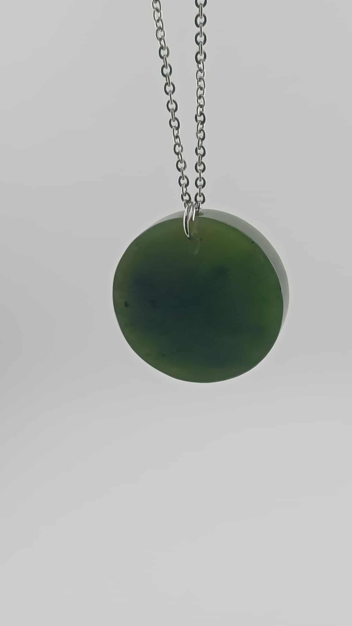 Canadian Cassiar Nephrite Jade Circle Pendant Necklace – High Translucency