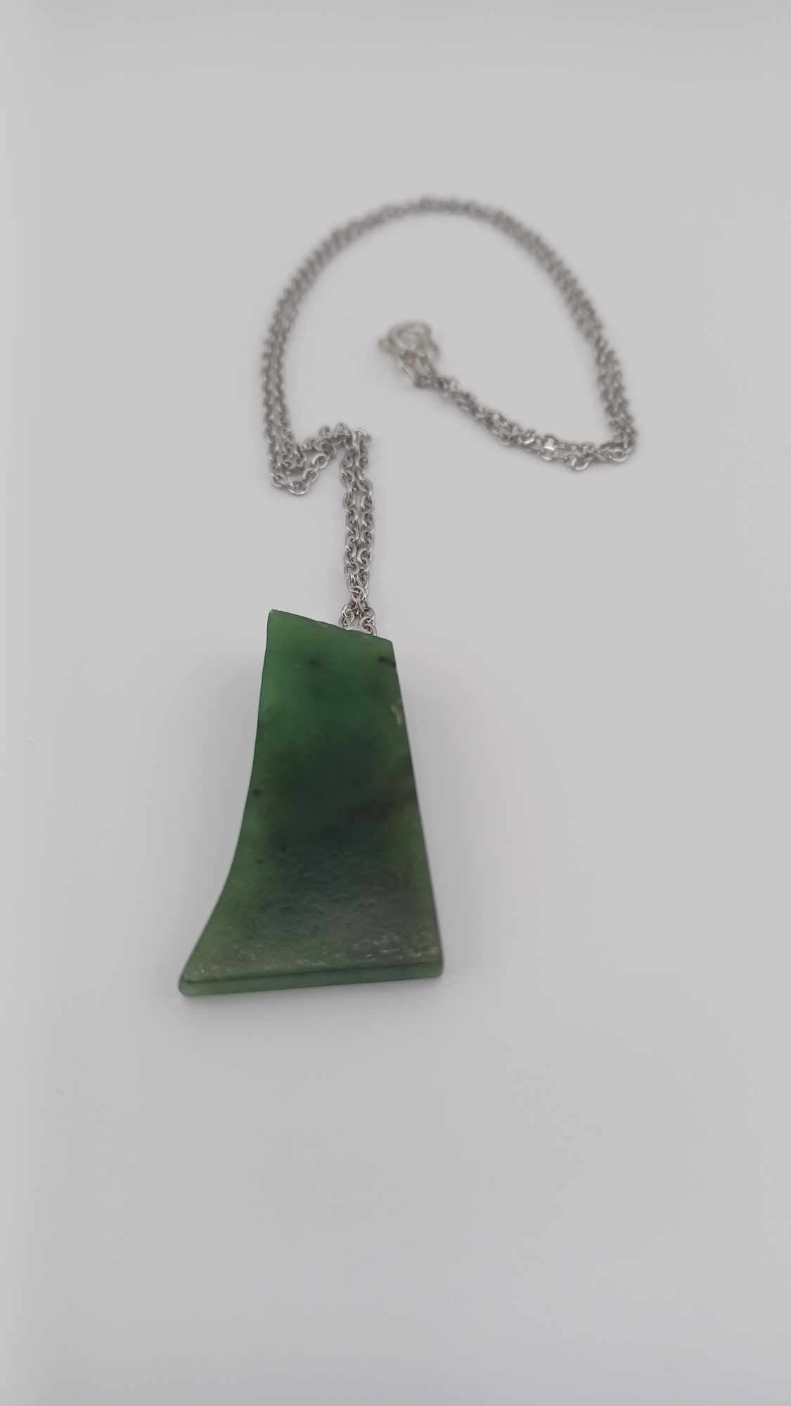 British Columbia Nephrite Jade Curved Pendant Necklace back side