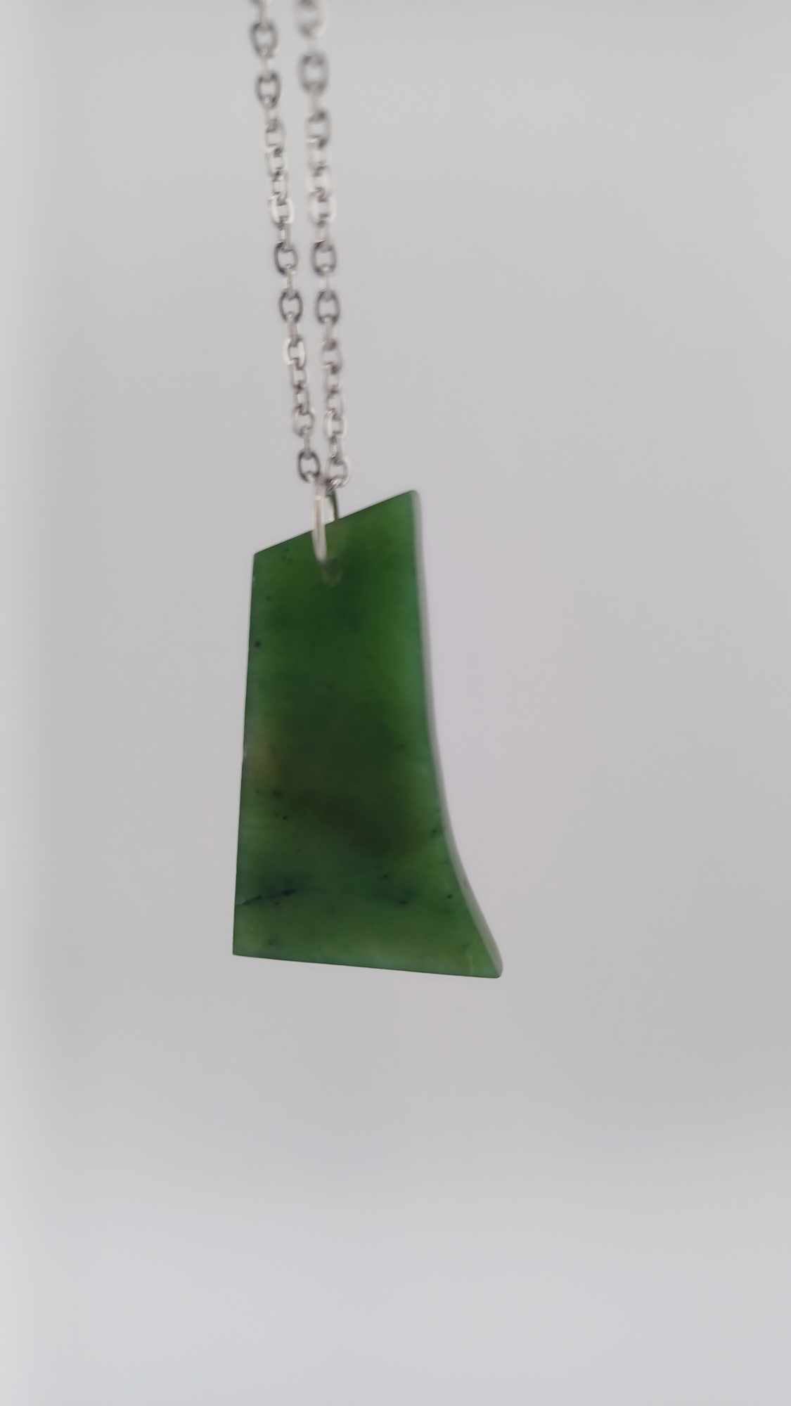 British Columbia Nephrite Jade Curved Pendant Necklace hanging