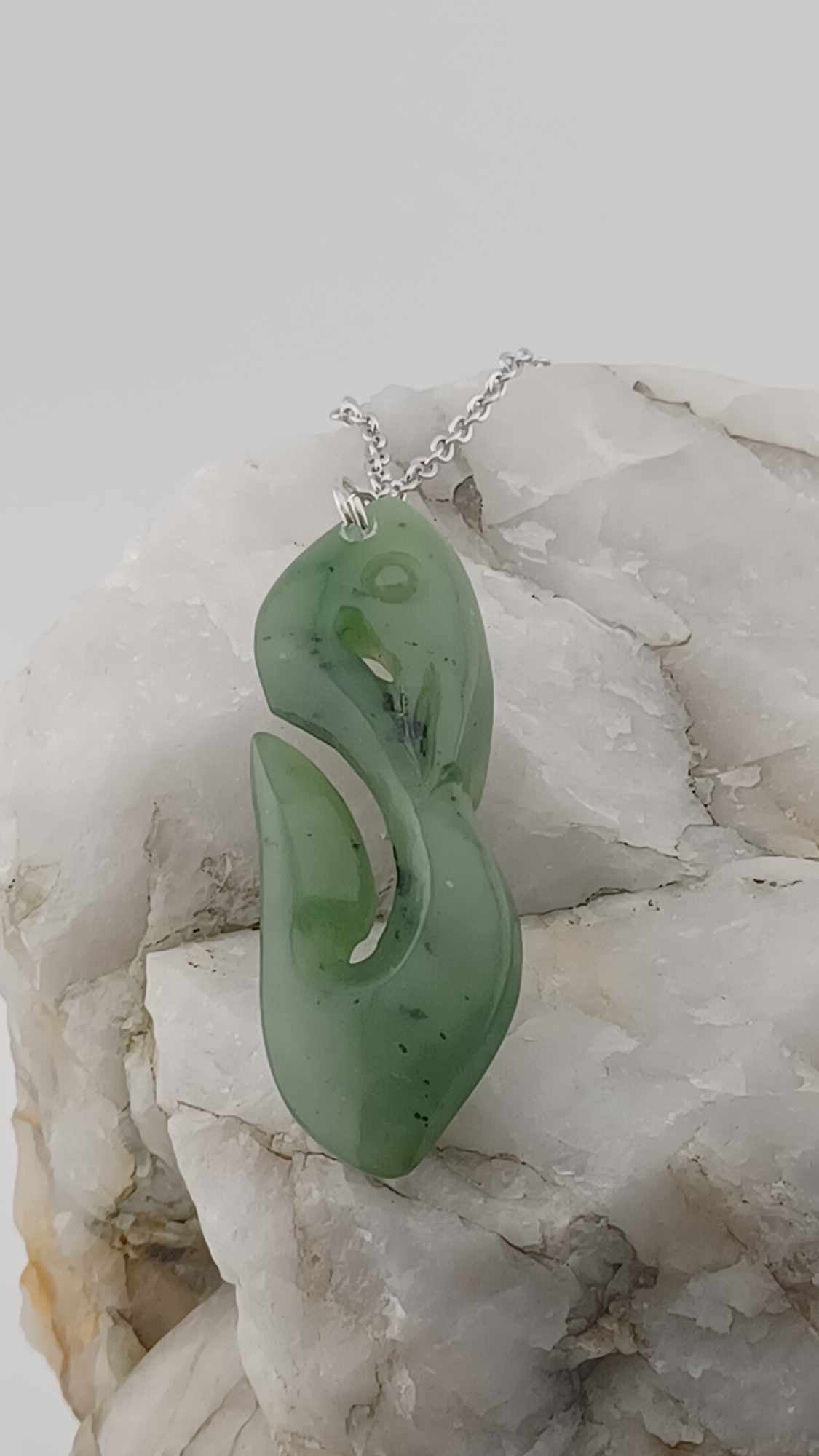 Grade-A Bird Nephrite Jade Hook Pendant Necklace - High Quality