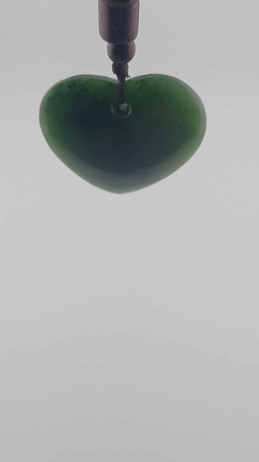 Grade-A Nephrite Jade Heart Pendant Necklace - Large