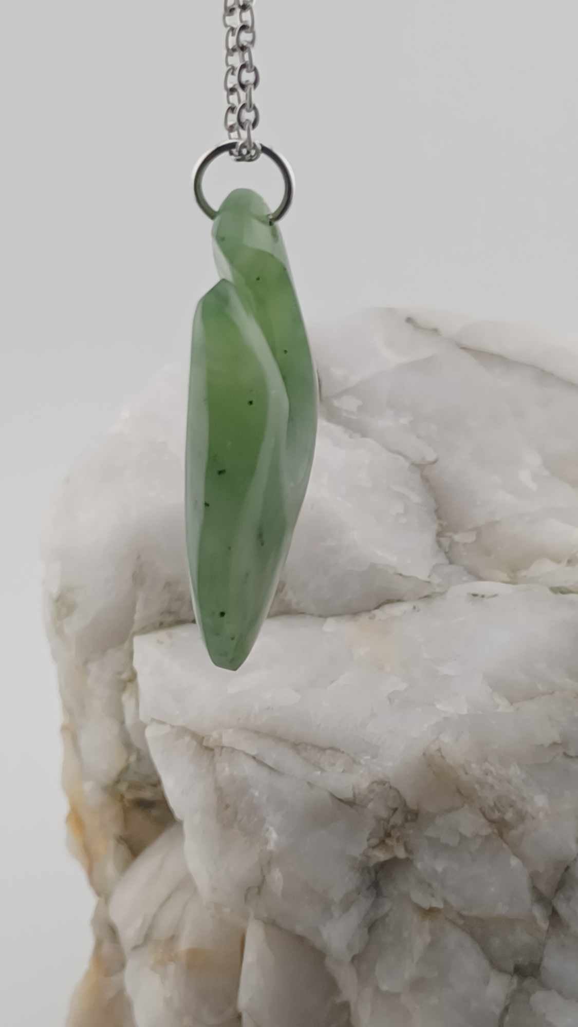 Grade-A Nephrite Jade Hook Pendant Necklace - Highly Translucent
