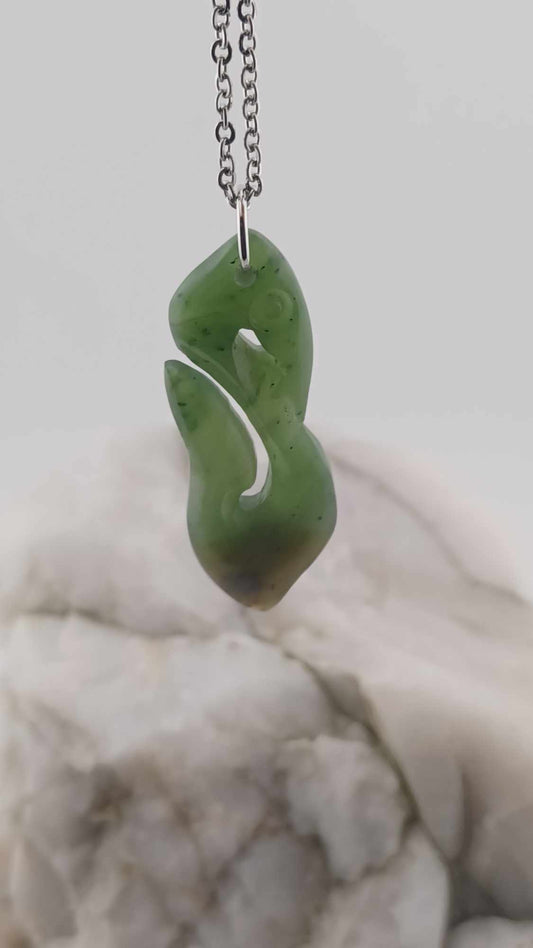 Nephrite Jade Bird-Hook Pendant Necklace - Grade B