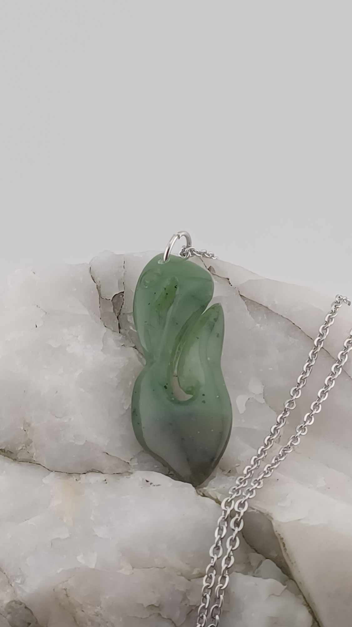 Nephrite Jade Bird-Hook Pendant Necklace - Grade B