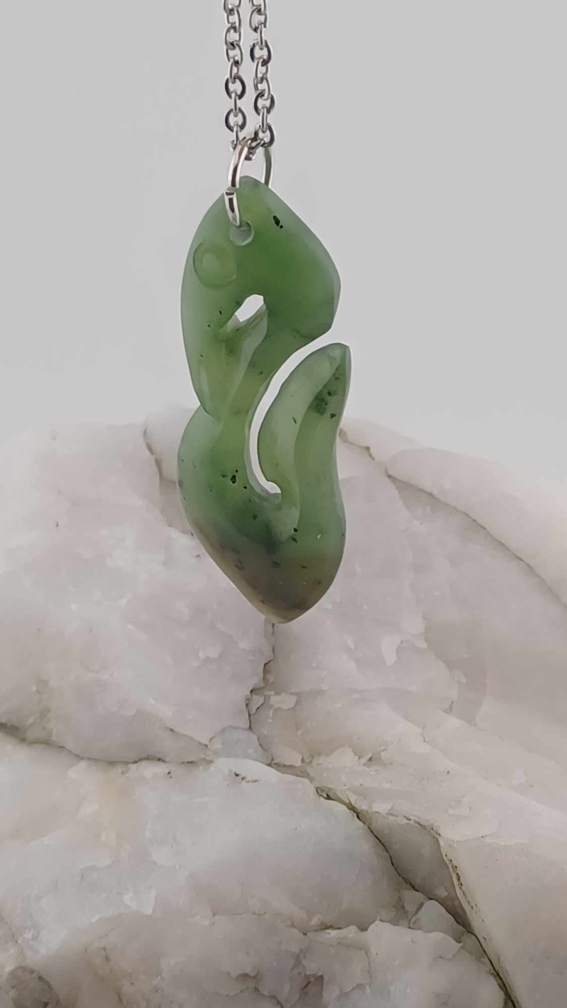 Nephrite Jade Bird-Hook Pendant Necklace - Grade B