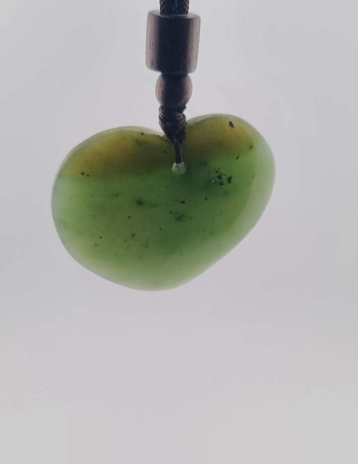Highly Translucent Jade Heart Pendant Necklace - Grade B