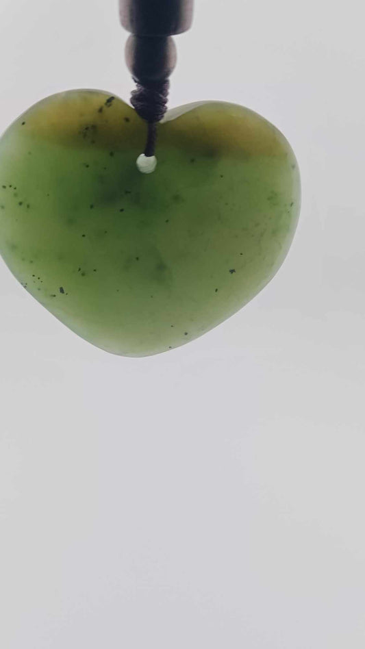 Highly Translucent Jade Heart Pendant Necklace - Grade B
