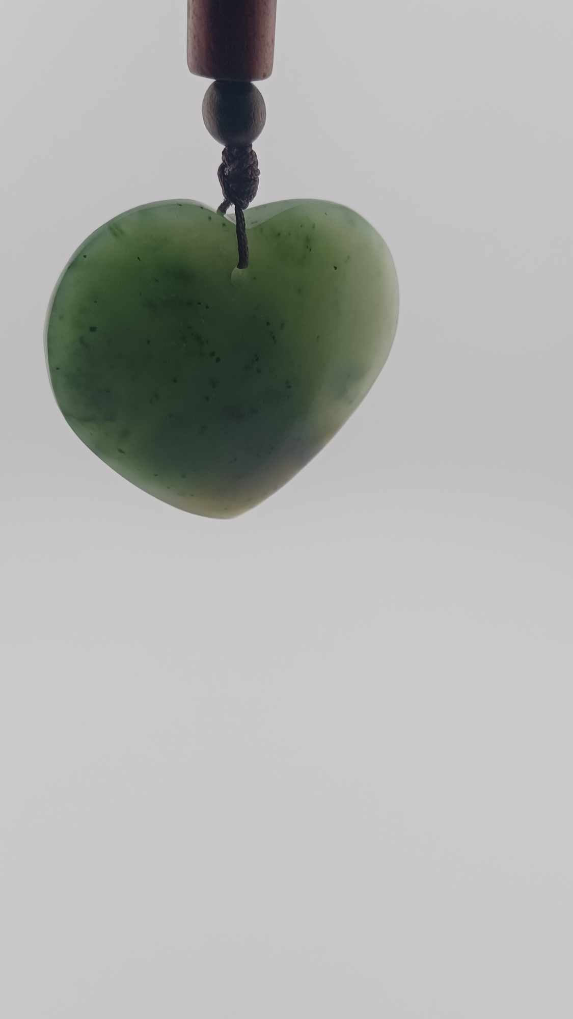 Large Nephrite Jade Heart Pendant Necklace - Grade-B+