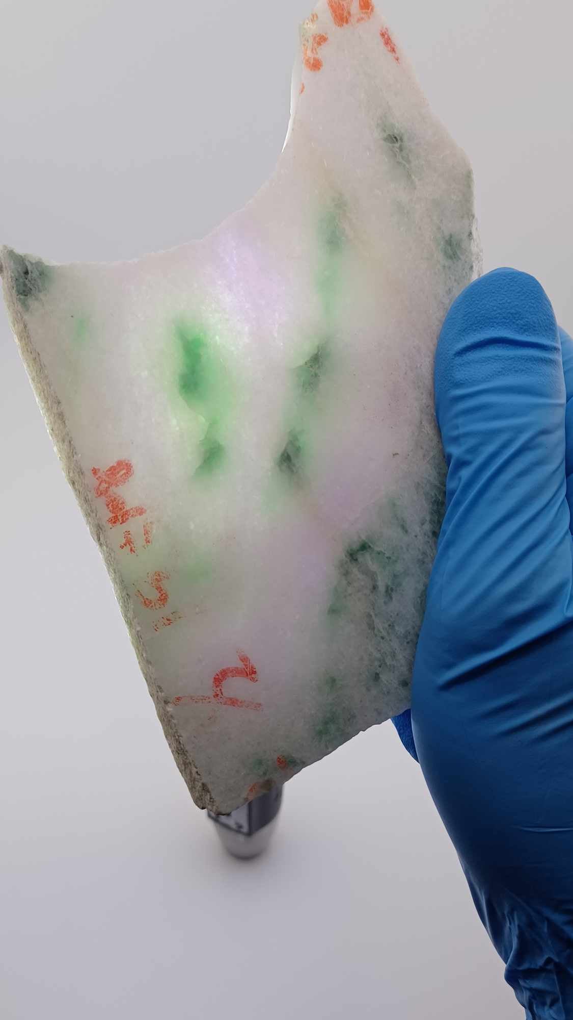 Triple Color Jadeite Slab - 351g - White & Green & Lavender