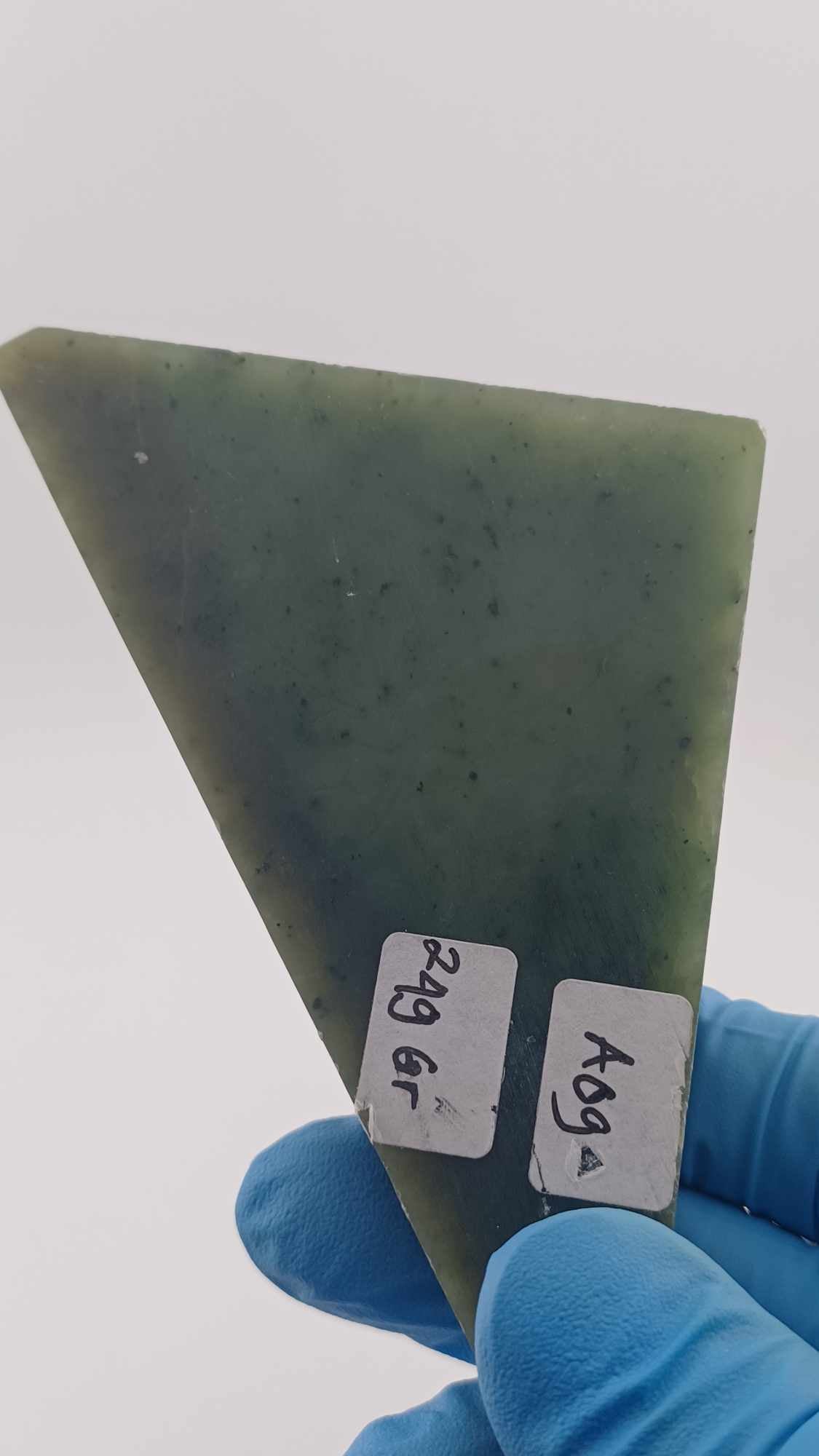 Half Light & Half Dark Nephrite Jade - 249g - Grade B - Triangle cut