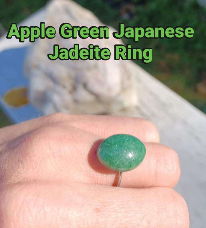 Grade-A Green Japanese Jadeite Adjustable Ring: Size 6-10