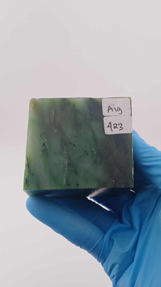 Extremely Translucent Light Green Nephrite Jade Cube - 423g - Grade B+