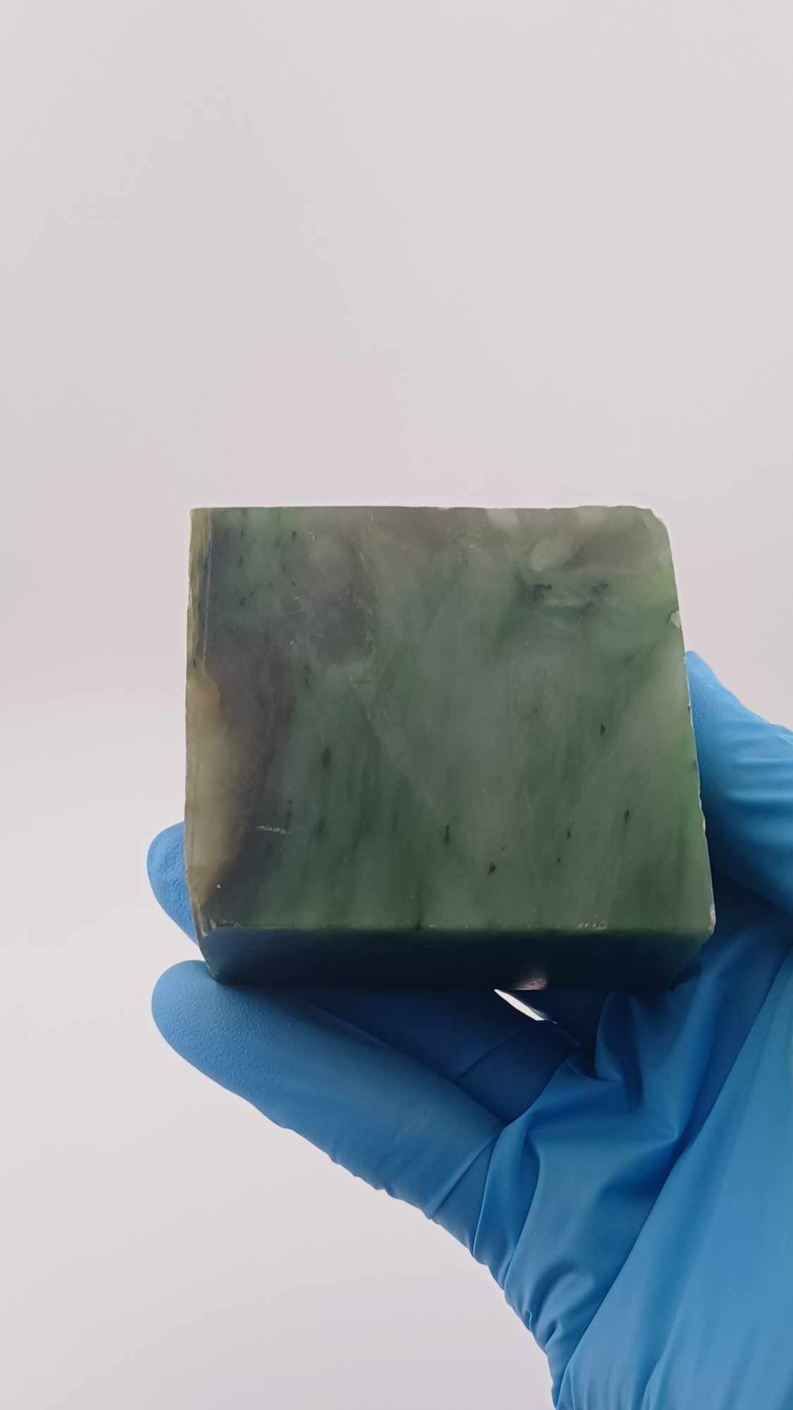 Extremely Translucent Light Green Nephrite Jade Cube - 423g - Grade B+