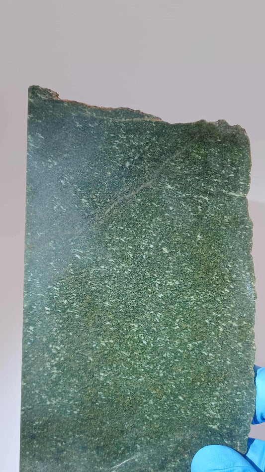 Long Medium Green White Dot Inclusion Slab - 153g