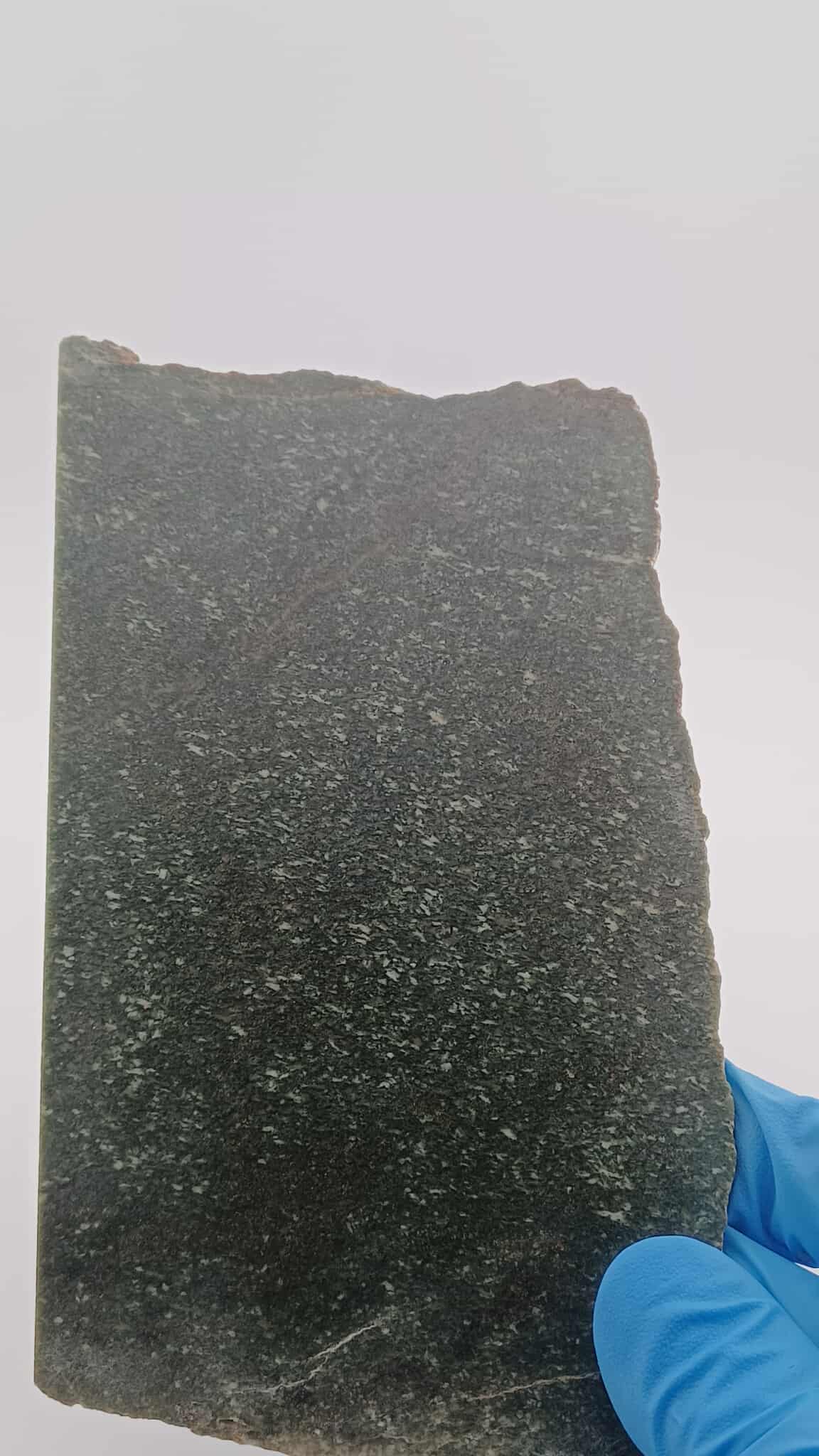 Long Medium Green White Dot Inclusion Slab - 153g