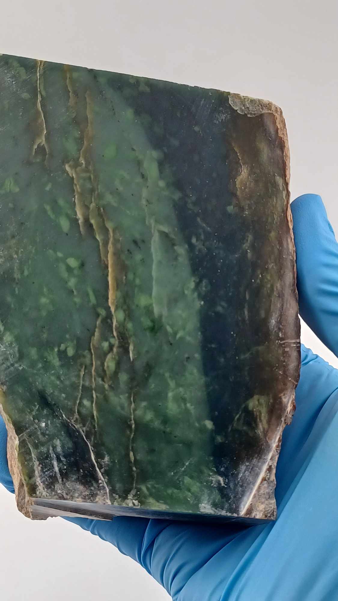 Rare Half Blue/Green Nephrite Jade - 1.3kg - Bright Green Chromium Spots