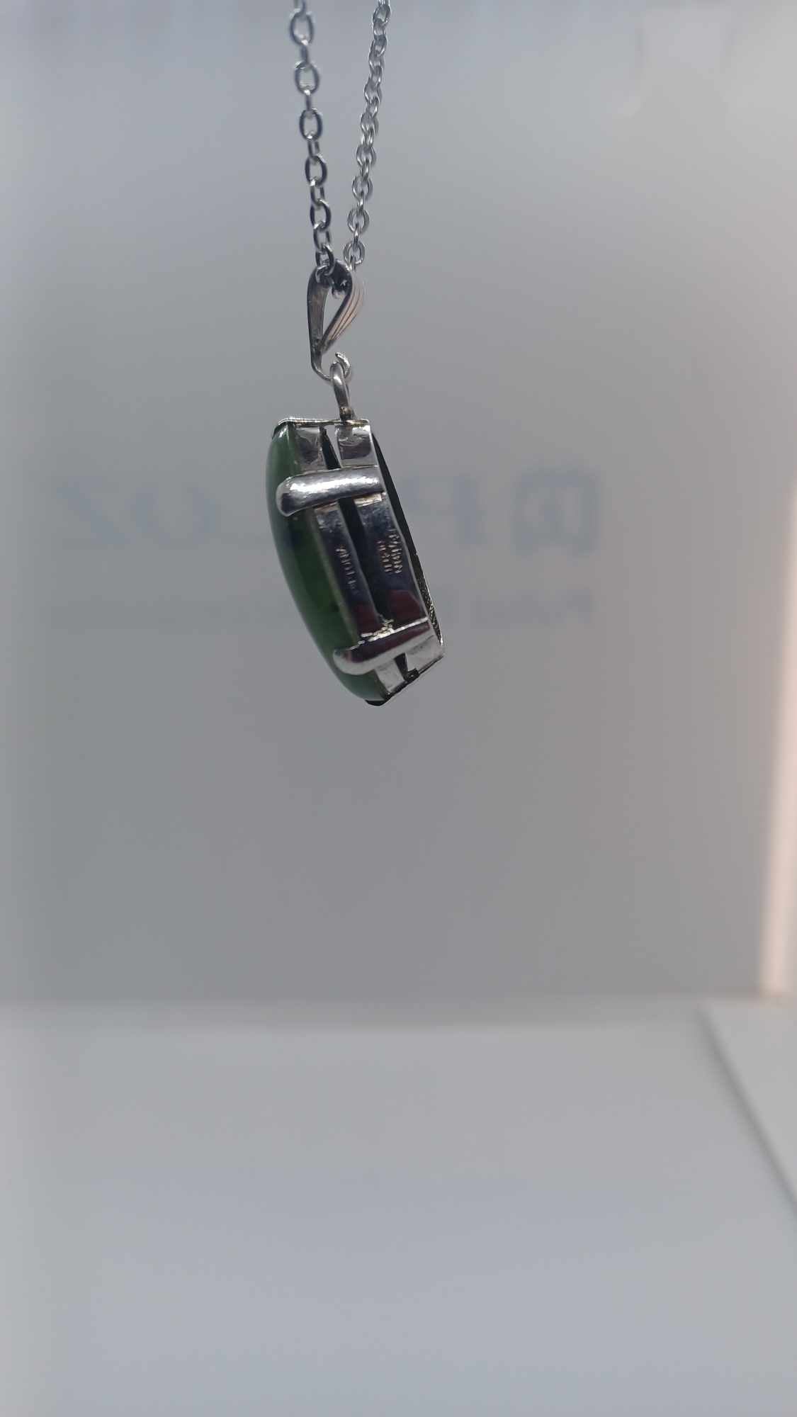 Sterling-Silver BC Jade Pendant Necklace (Large Pendant)