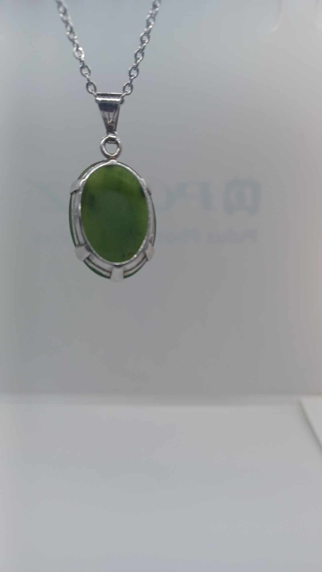 Sterling-Silver BC Jade Pendant Necklace (Large Pendant)