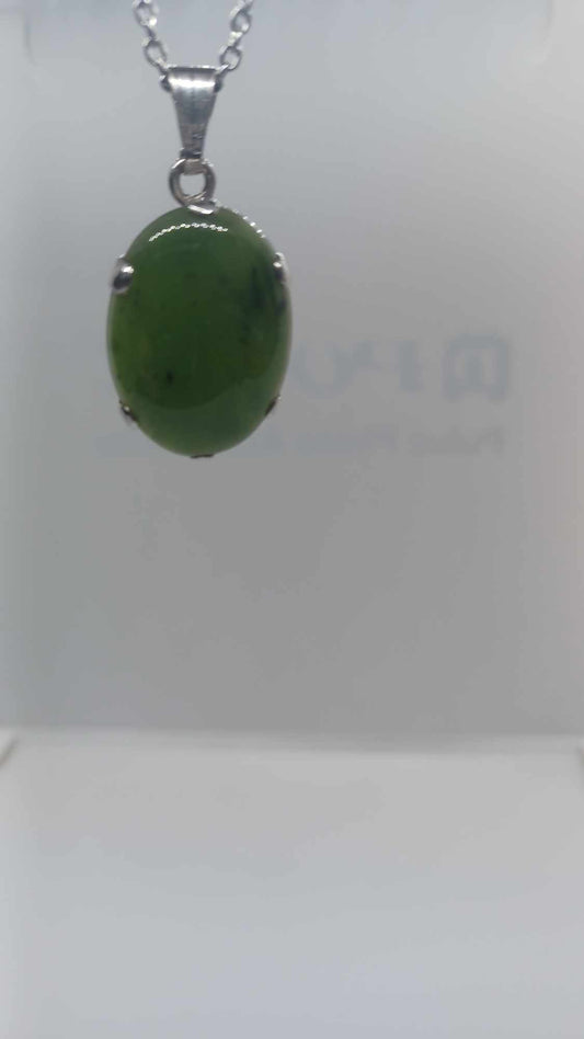 Sterling-Silver BC Jade Pendant Necklace (Large Pendant)
