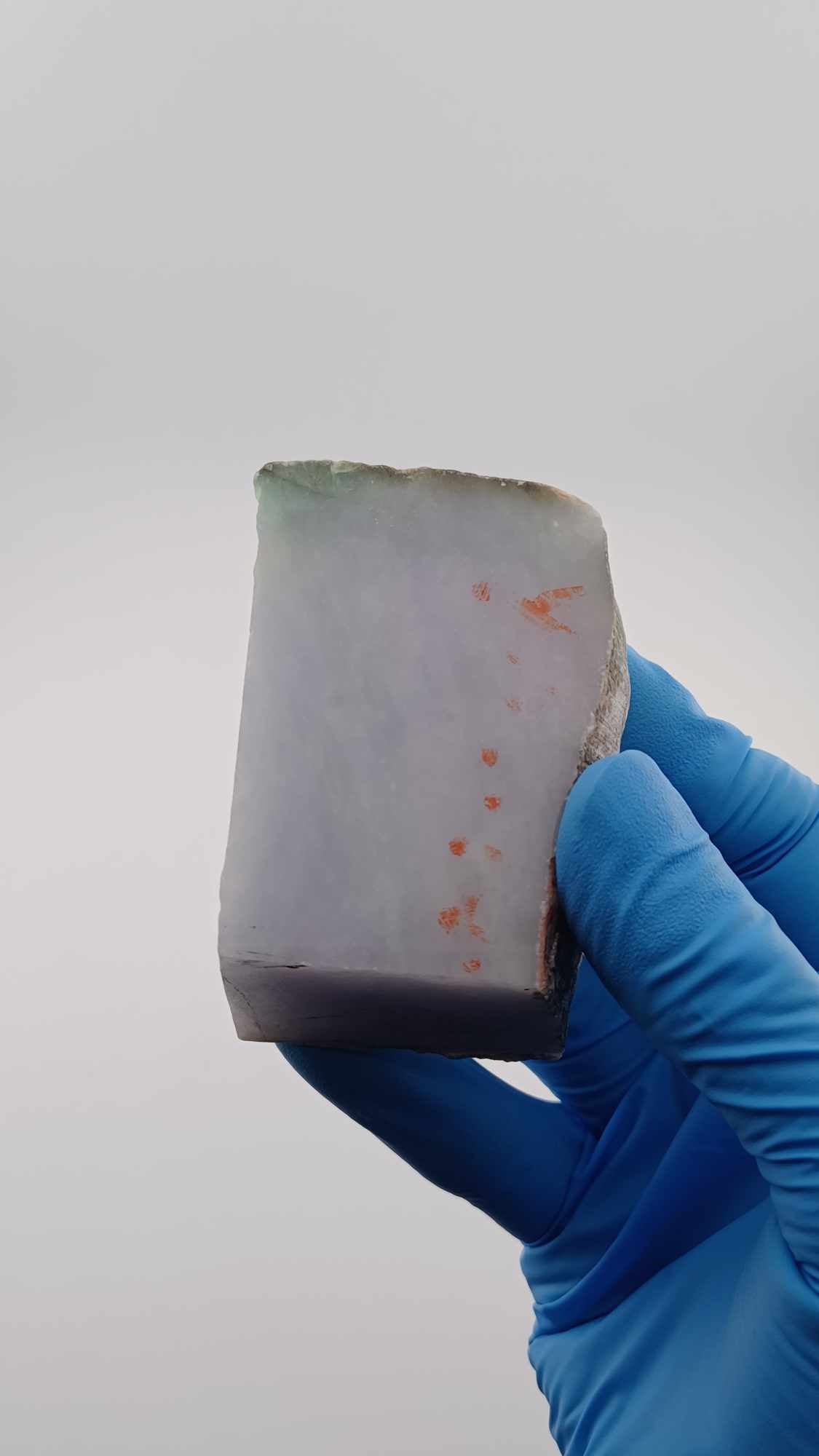 White with Green Hue Jadeite Slab - 199g - Highly Translucent