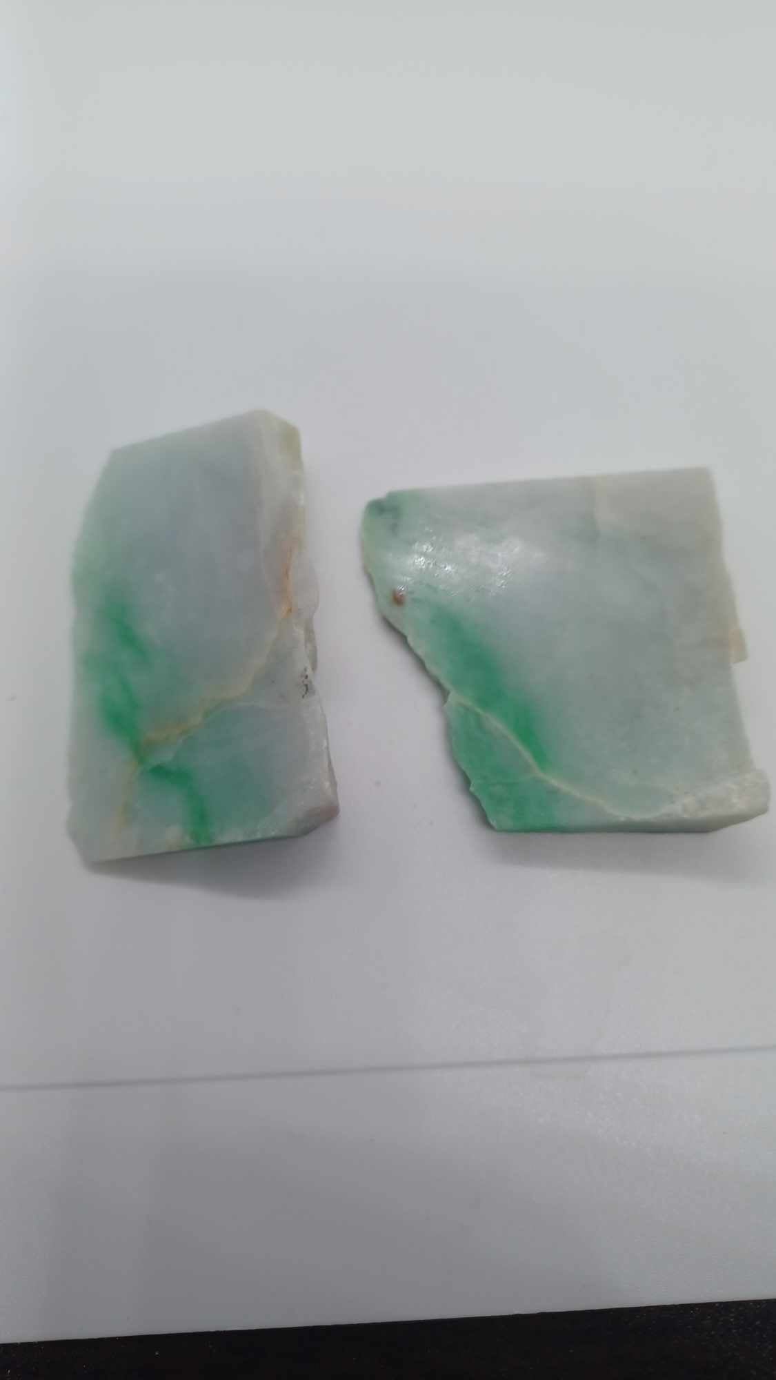 Rough Imperial Jade White/Green Jadeite Two Piece 58g Grade A