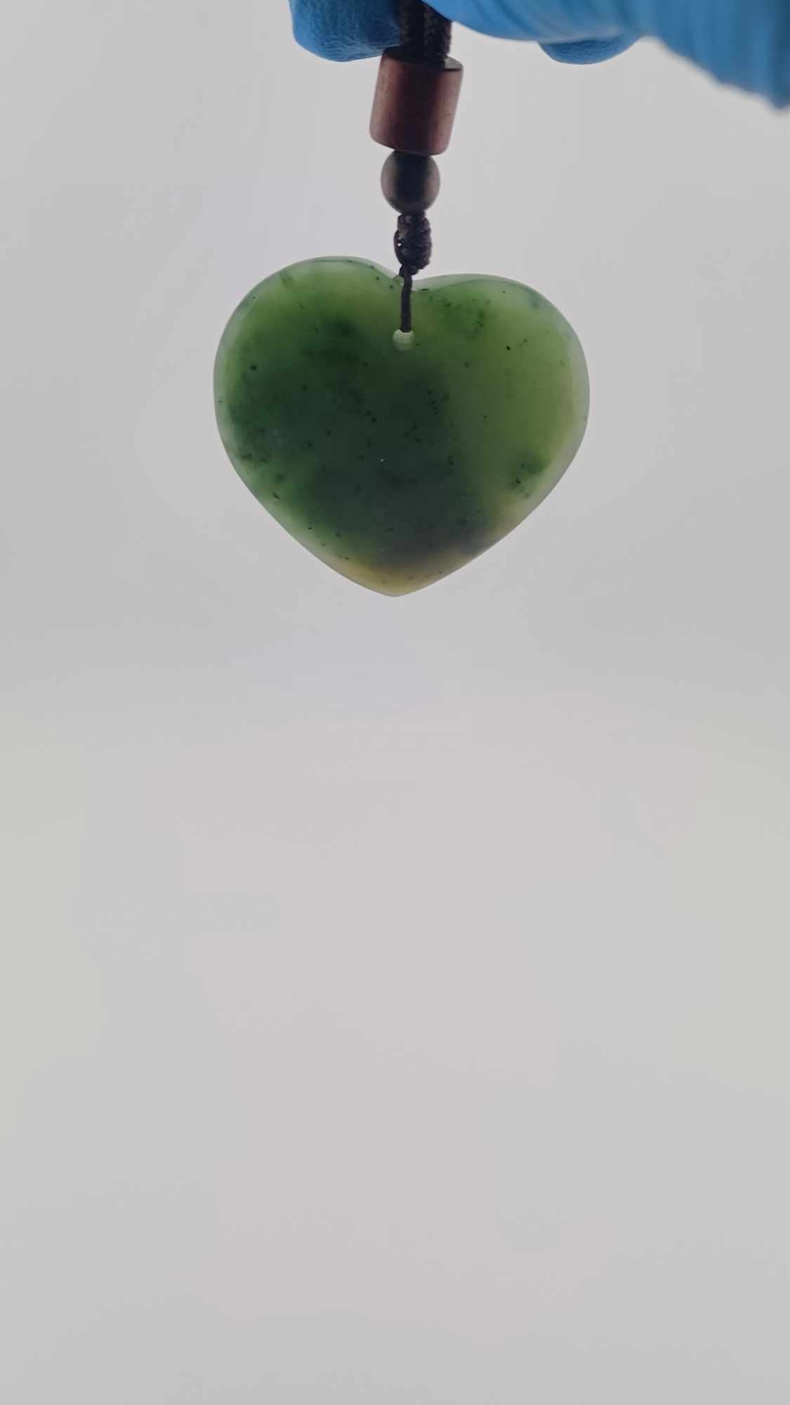 Large Nephrite Jade Heart Pendant Necklace - Grade-B+
