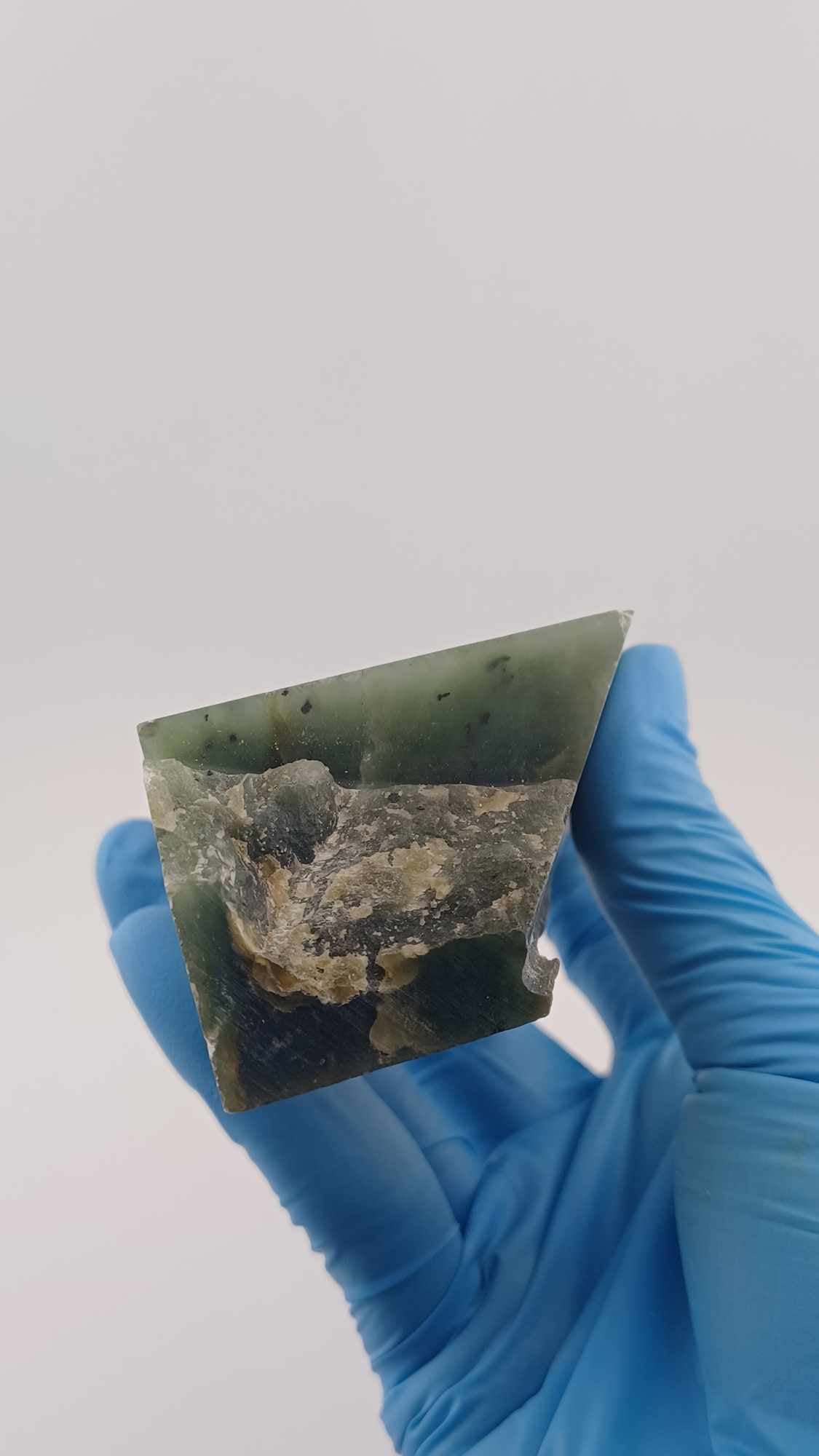 Half Light & Half Dark Green Nephrite Jade - 401g - Grade B