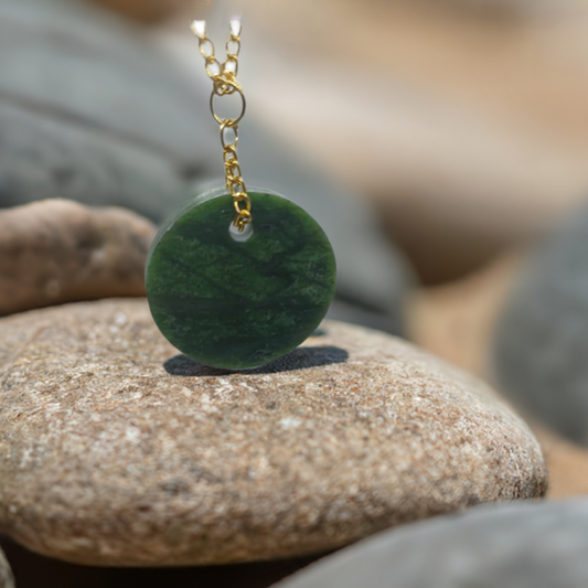 BC Nephrite Jade Circle Pendent Necklace (Grade-A+)