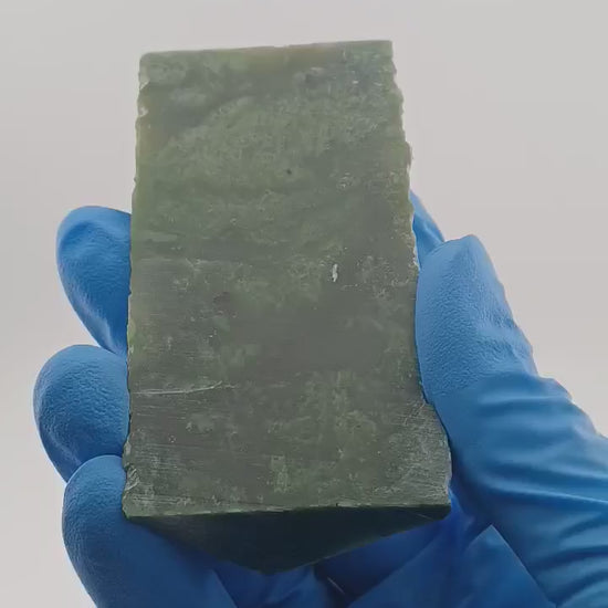video showcasing Grade-A Canadian "Wolfrat mine" Nephrite Jade Slab - 117g - Translucency Jade Jewelry