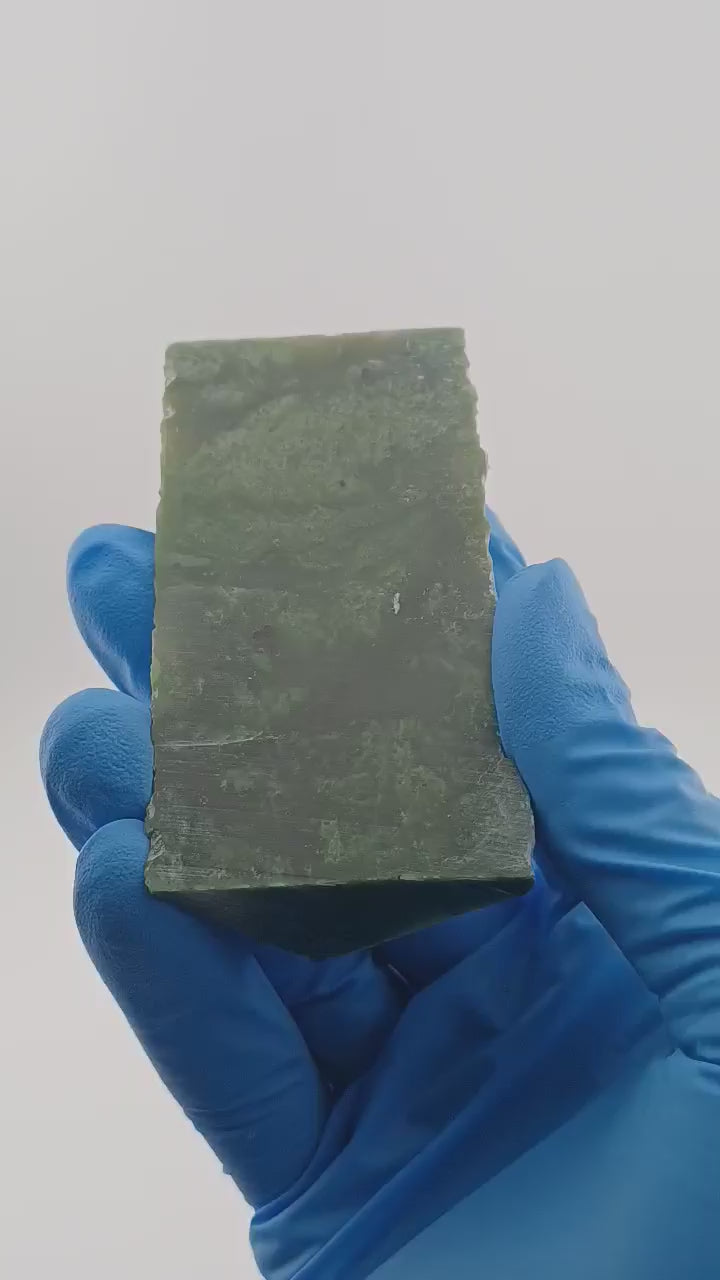 video showcasing Grade-A Canadian "Wolfrat mine" Nephrite Jade Slab - 117g - Translucency Jade Jewelry