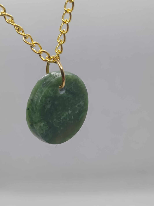 Small BC Nephrite Jade Circle Necklace