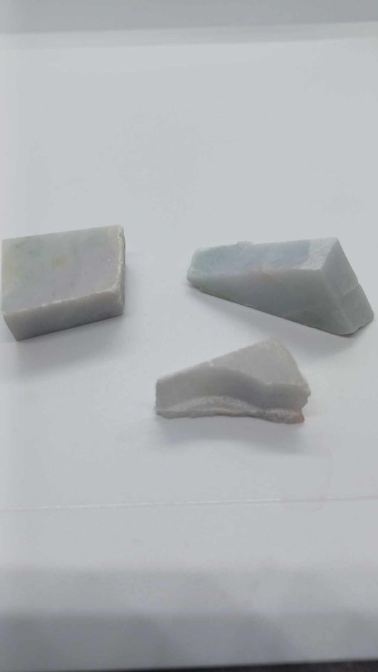 Pure White Jadeite - Three pieces 49g - High Quality
